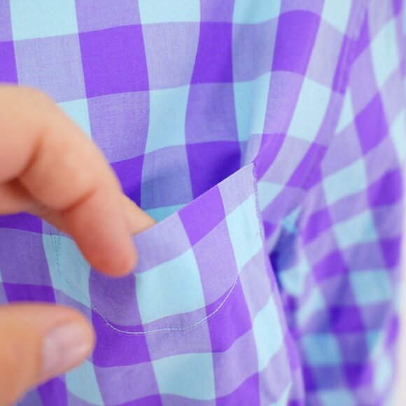 Bonobos XL Standard Fit Teal Purple Plaid Cotton Button Down Pocket Long Sleeve - Picture 3 of 9